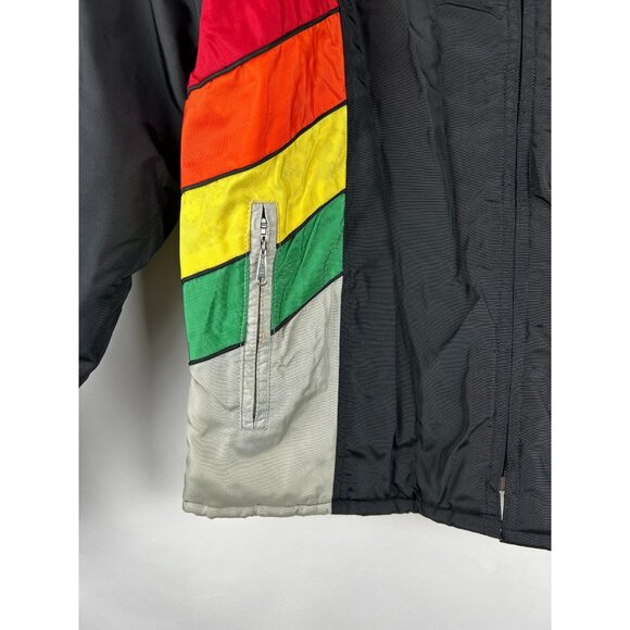 Vintage John Deere Womens L Ski Snowmobile Jacket  80s 90s Black Rainbow Color - Picture 11 of 16